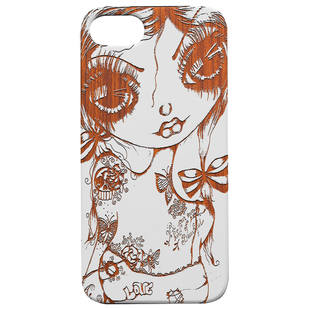 Girl Tattoo - Engraved Wood Phone Case