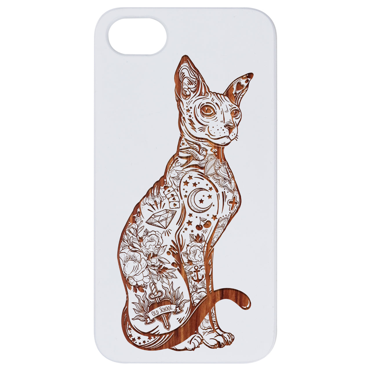 Gothic Cat - Engraved Wood Phone Case
