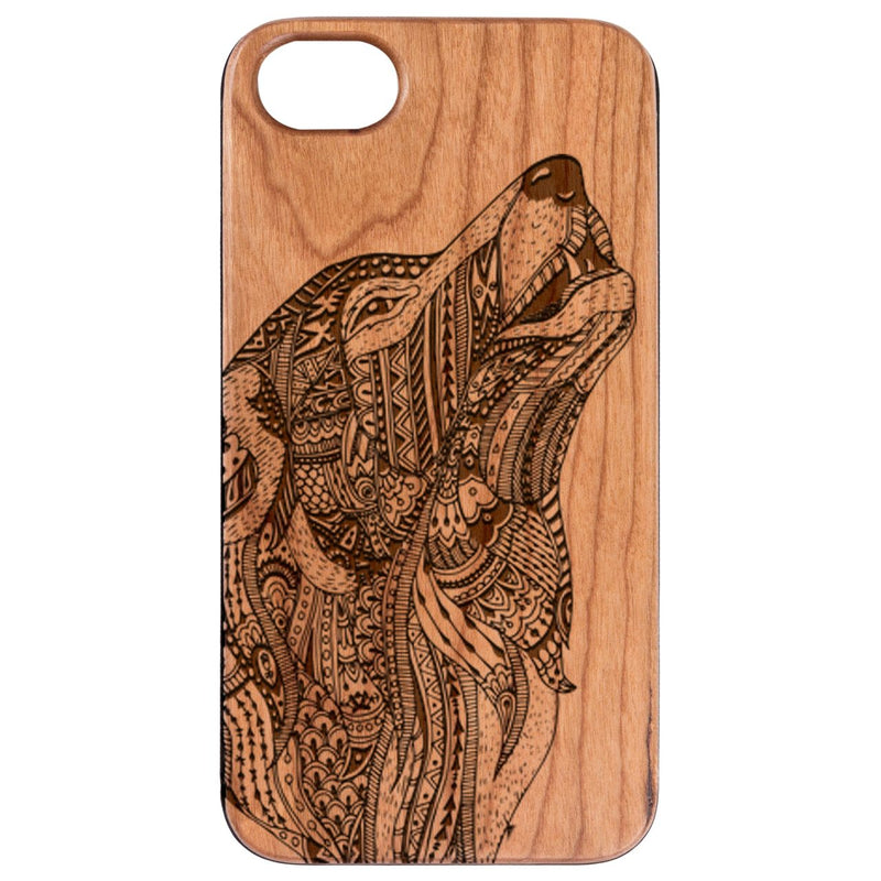 Gray Wolf - Engraved Wood Phone Case