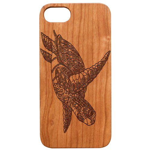 Hawaiian Turtle Engraved Wood Phone Case