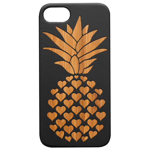 Heart Pineaple - Engraved Wood Phone Case