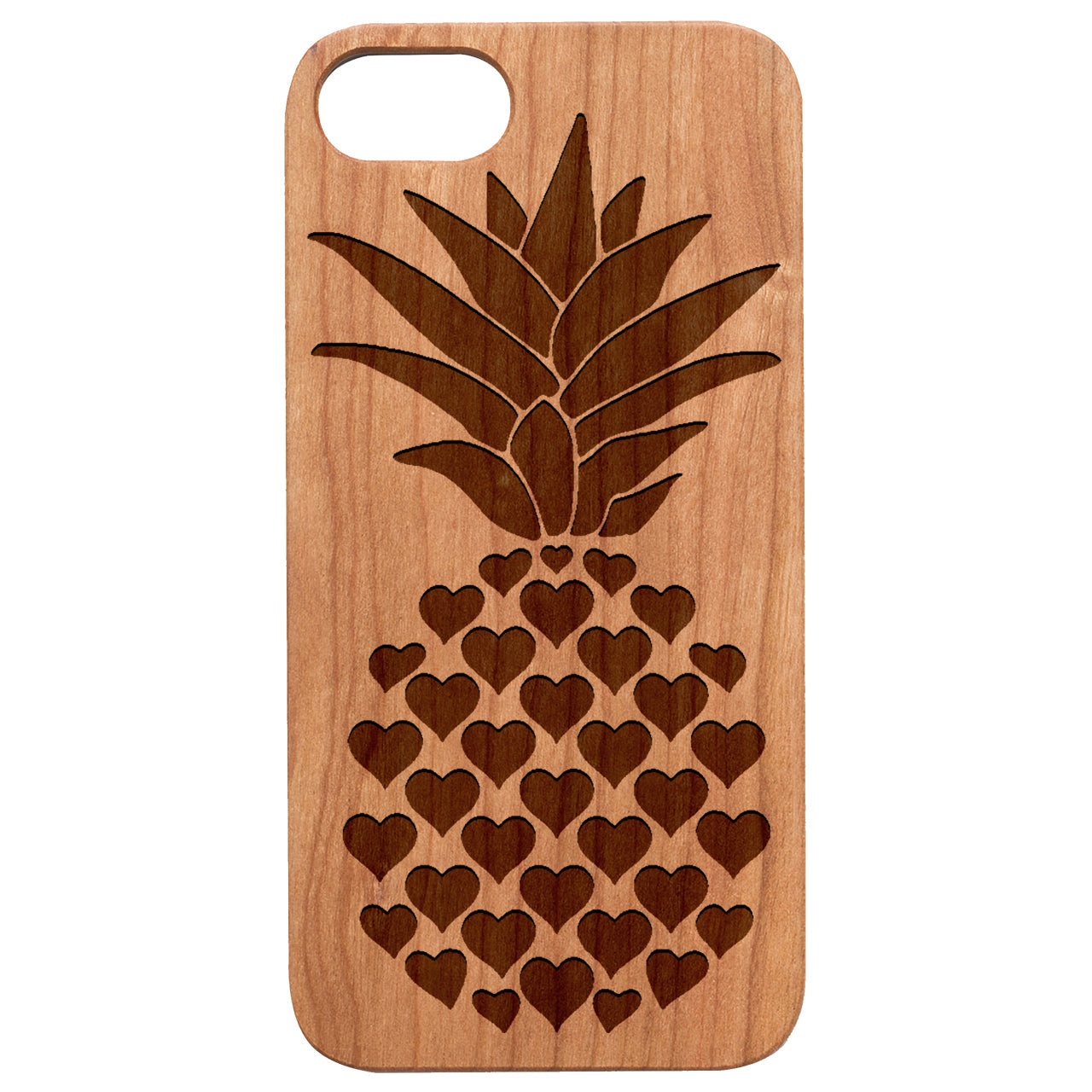 Heart Pineaple - Engraved Wood Phone Case