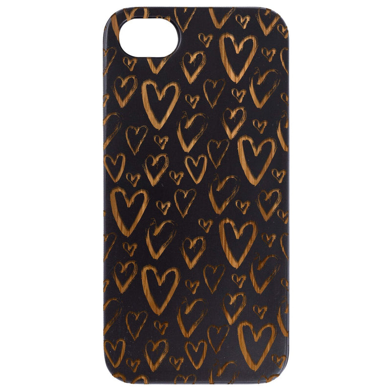 Heart Pattern - Engraved Wood Phone Case