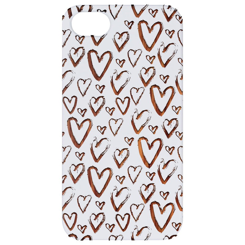 Heart Pattern - Engraved Wood Phone Case