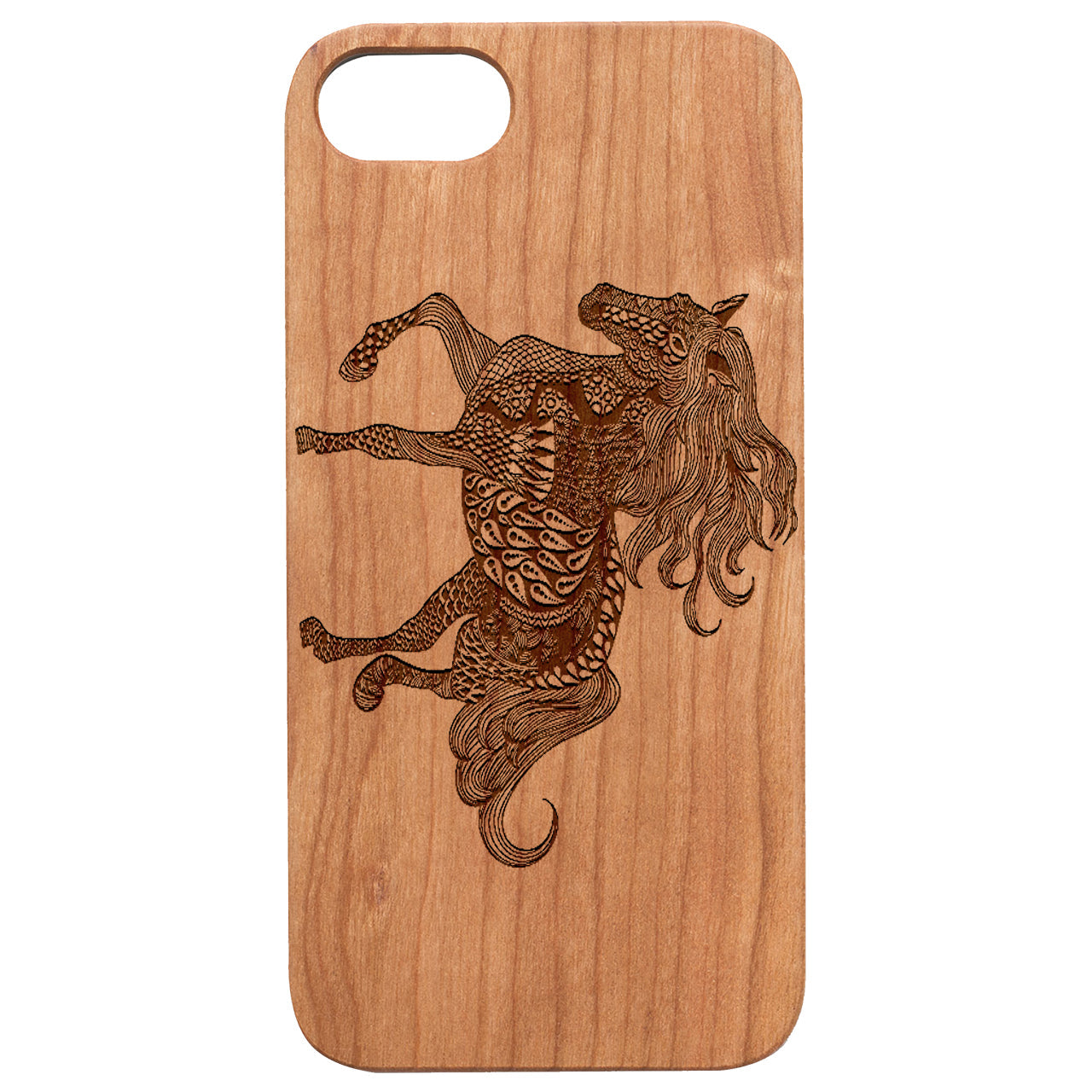 Horse Mandala - Engraved Wood Phone Case