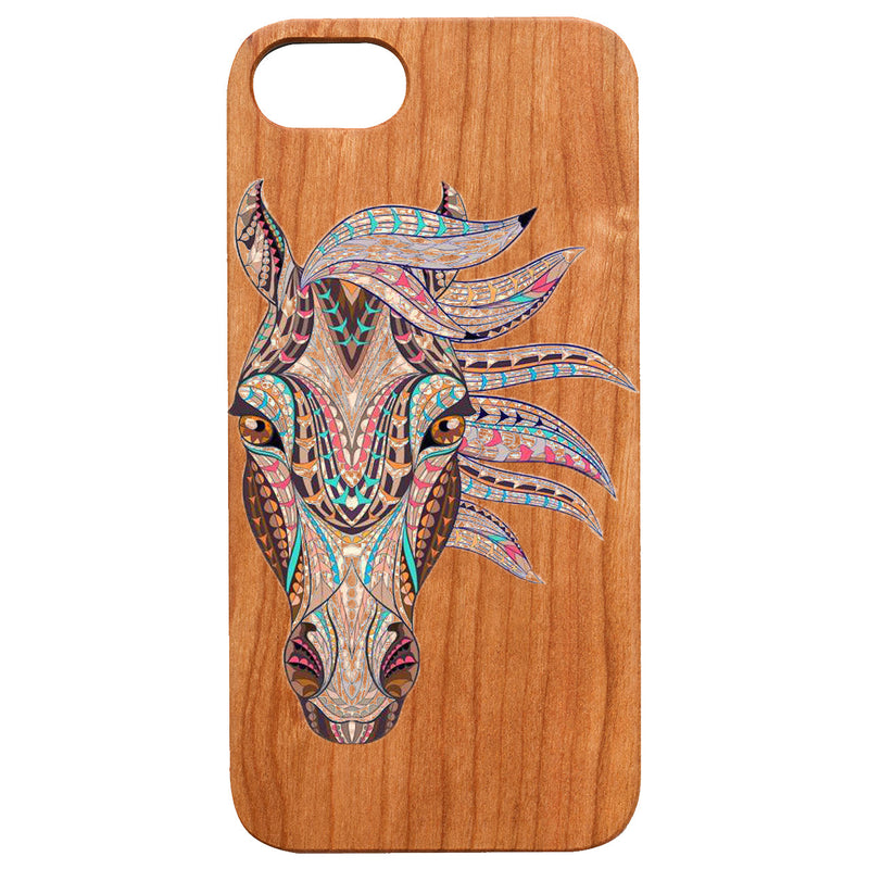 Horse Mandala - Color Printed Wood Phone Case