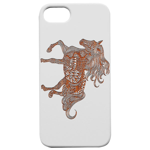 Horse Mandala - Engraved Wood Phone Case