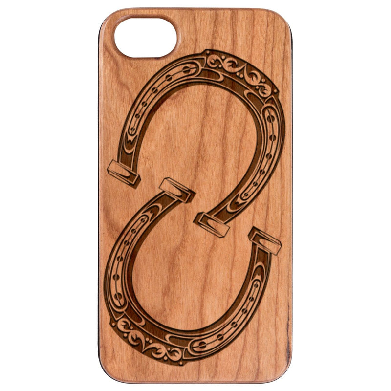 Horse Shoes - Engraved Wood Phone Case