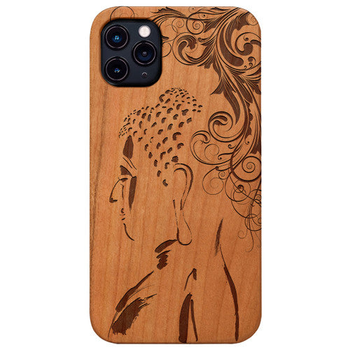 Buddha Side Mandala - Engraved Wood Phone Case