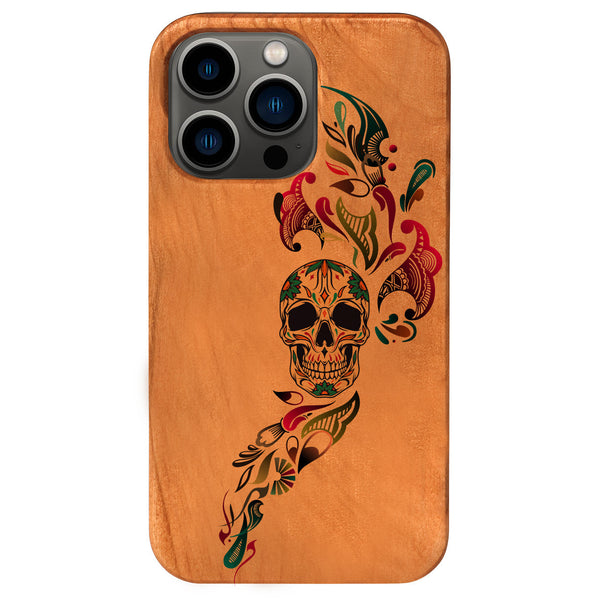 Sugar Skull Paisley - UV Color Printed Wood Phone Case