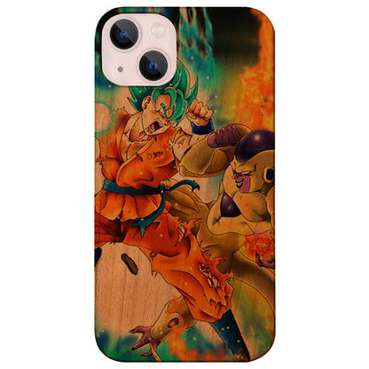 Goku Beerus & Vegeta - UV Color Printed Wood Phone Case