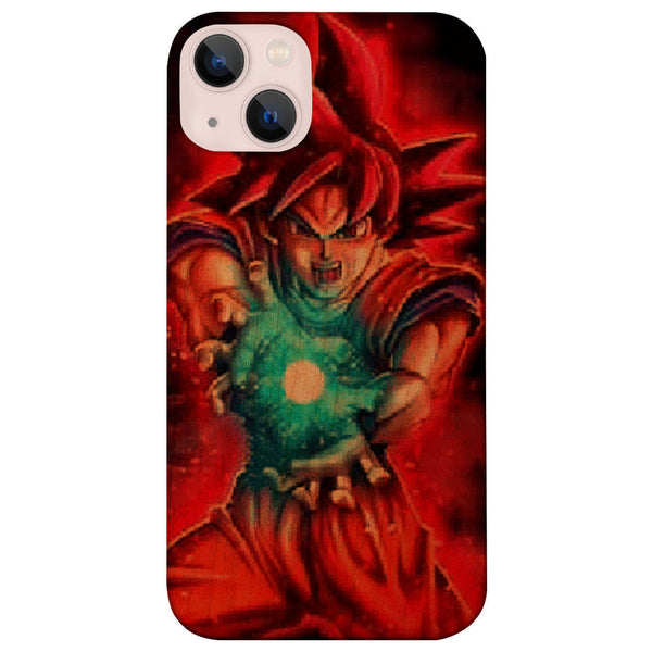 Goku Super Saiyan God - UV Color Printed Wood Phone Case