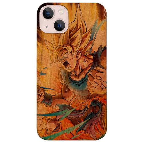 Angry Goku - UV Color Printed Wood Phone Case