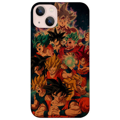 Goku Transformations - UV Color Printed Wood Phone Case