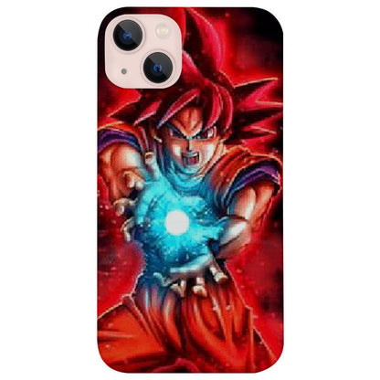 Goku Super Saiyan God - UV Color Printed Wood Phone Case