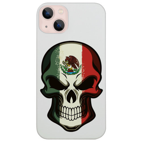 Flag of Mexico with Skull - UV Color Printed Wood Phone Case