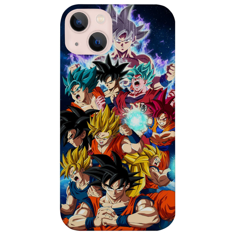 Goku Transformations - UV Color Printed Wood Phone Case