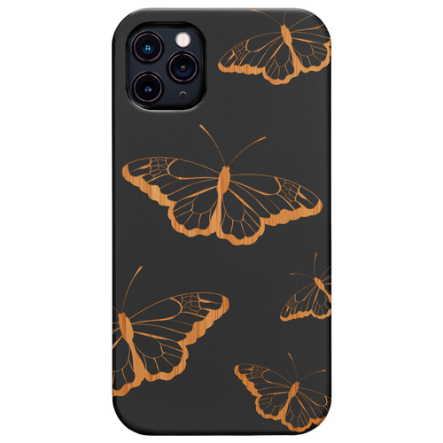 Flying Butterflies - Engraved Wood Phone Case