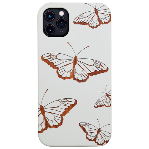 Flying Butterflies - Engraved Wood Phone Case