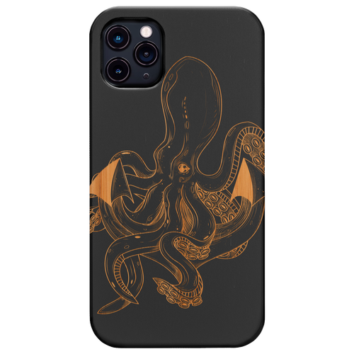 Octopus Tentacles - Engraved Wood Phone Case