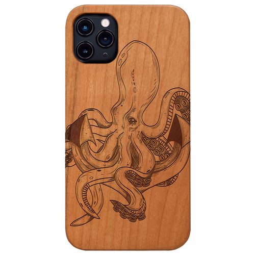 Octopus Tentacles - Engraved Wood Phone Case
