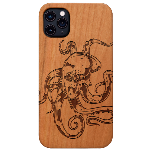 Giant Octopus - Engraved Wood Phone Case