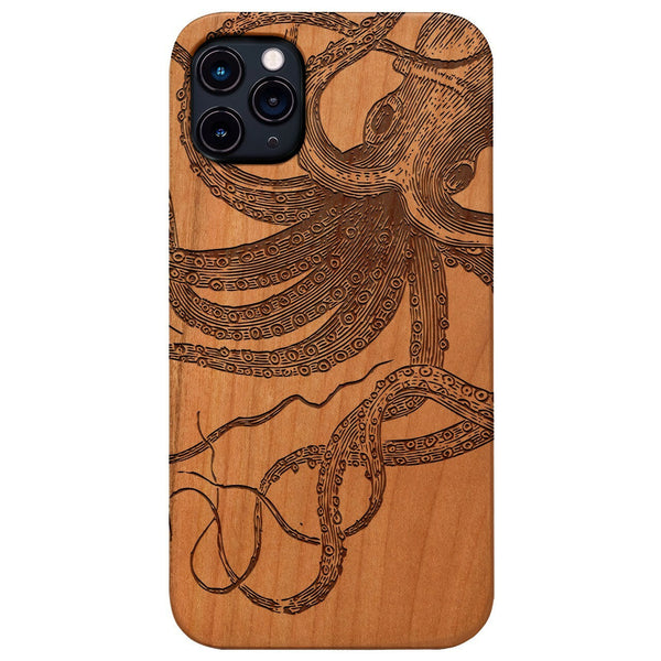 Octopus Head - Engraved Wood Phone Case
