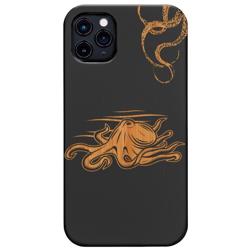 Baby Octopus - Engraved Wood Phone Case