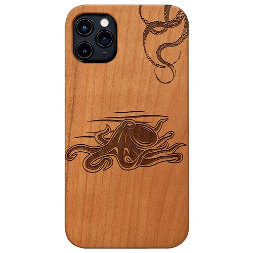 Baby Octopus - Engraved Wood Phone Case