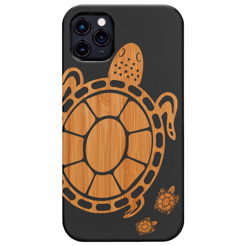 Turtle 4 - Engraved Wood Phone Case