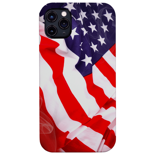 Waving USA Flag - UV Color Printed Wood Phone Case