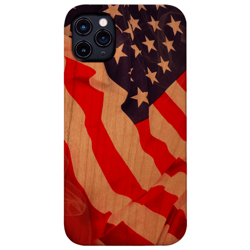 Waving USA Flag - UV Color Printed Wood Phone Case