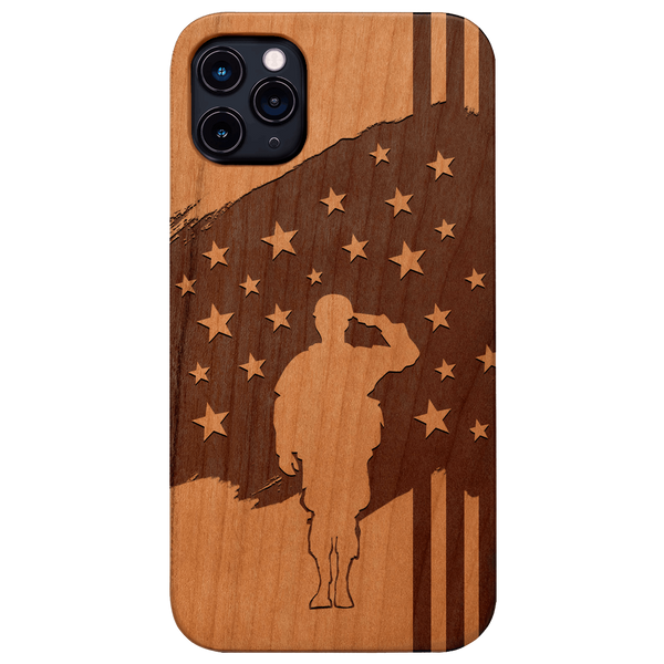 American Flag - Engraved Wood Phone Case