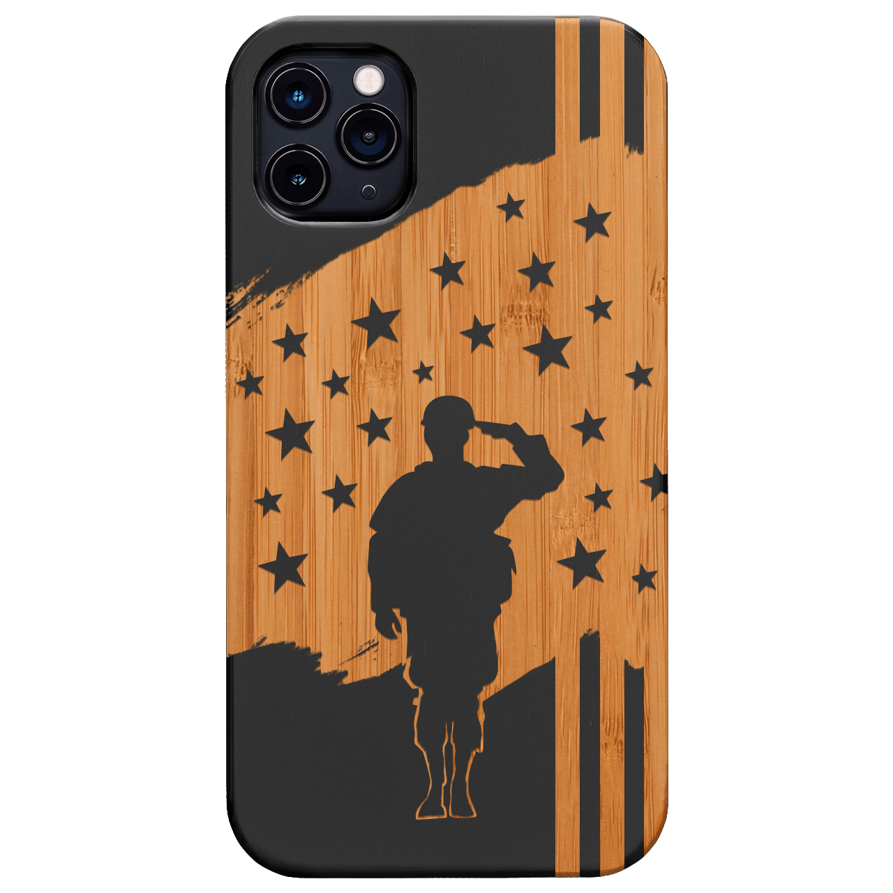 American Flag - Engraved Wood Phone Case