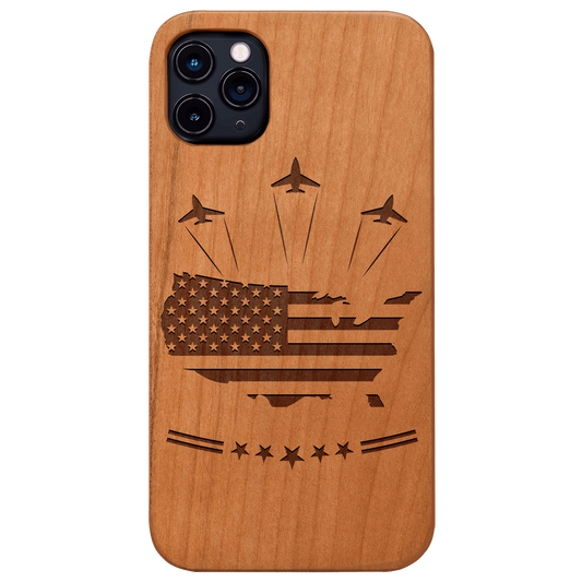 USA Air Force Flag - Engraved Wood Phone Case