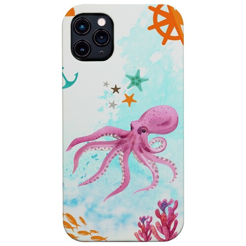 Playing Octopus - UV Color Printed Wood Phone Case