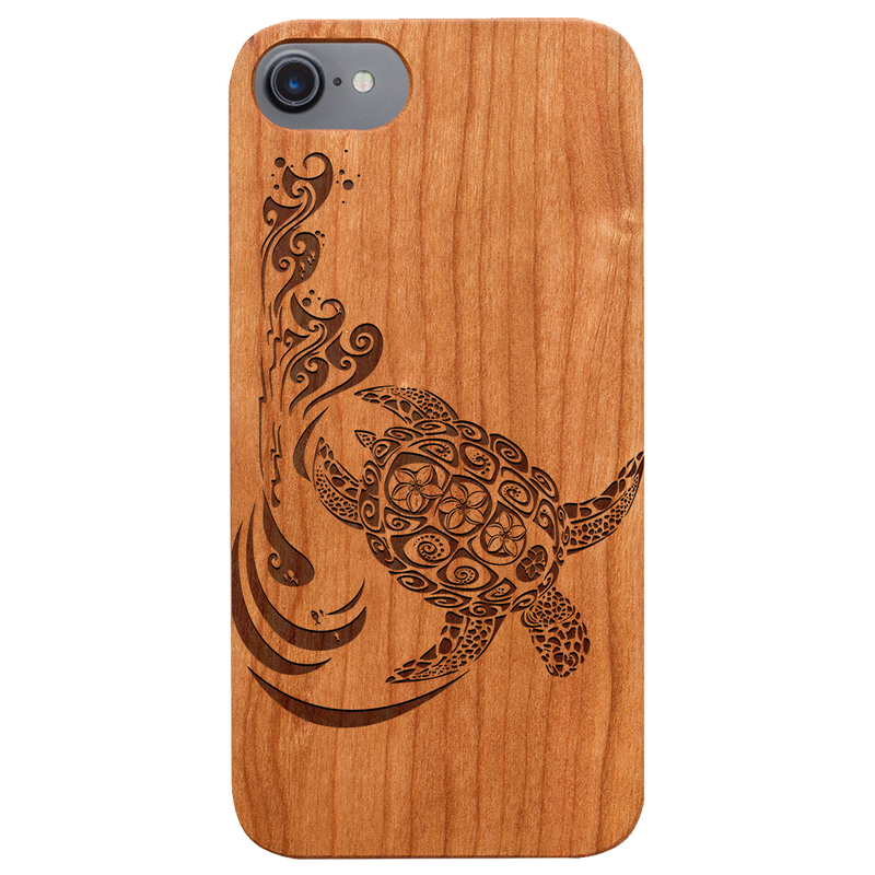 Hawaiian Turtle 3 - Engraved Wood Phone Case