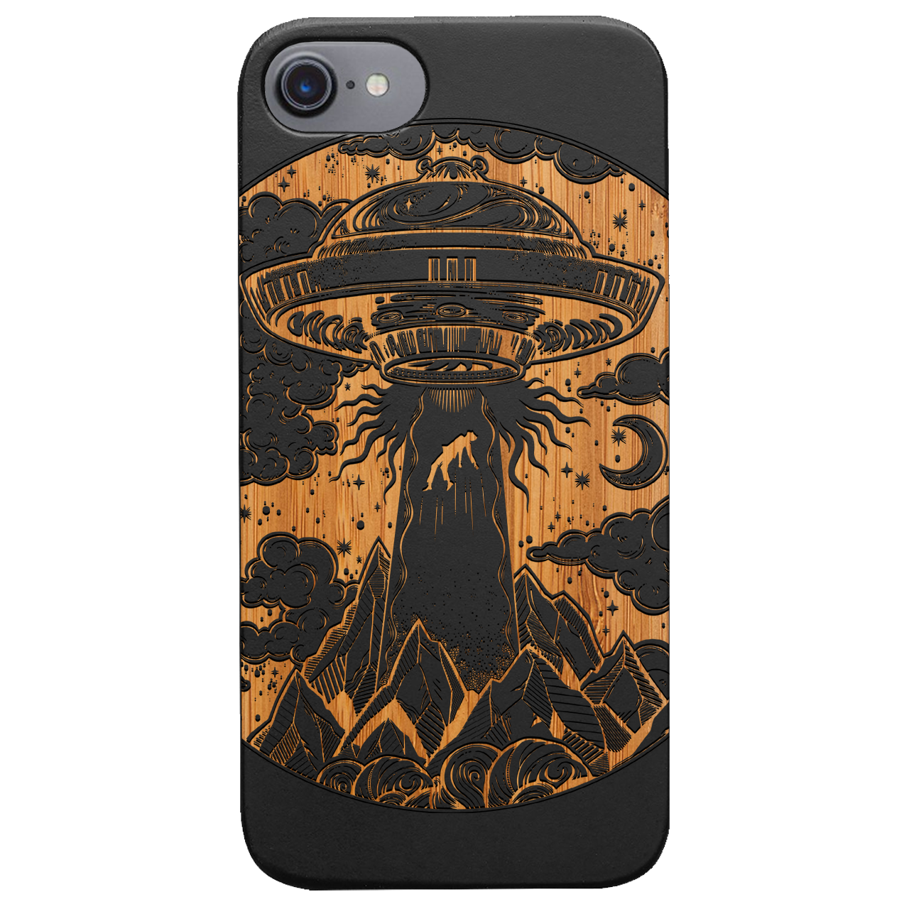 Ufo - Engraved Wood Phone Case