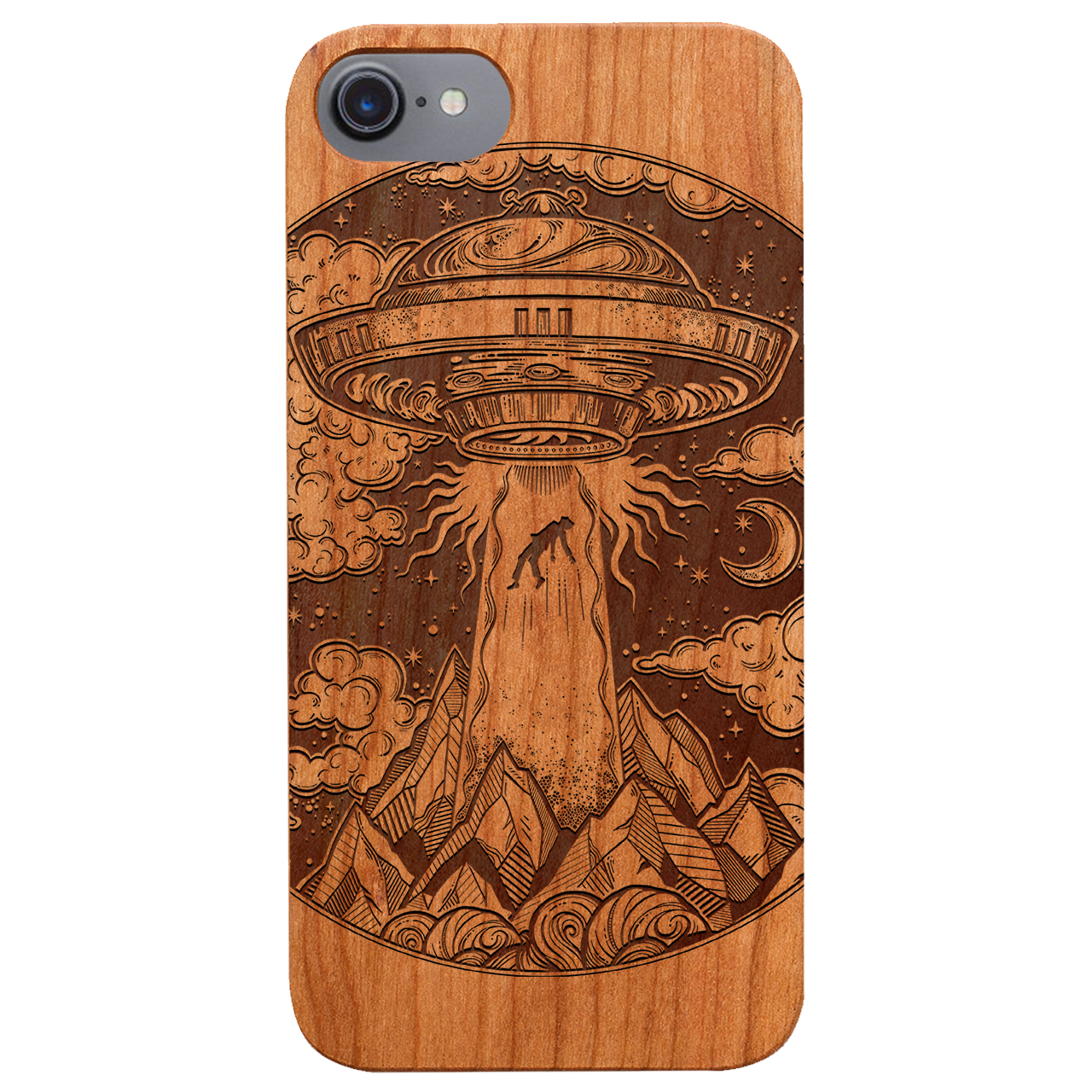 Ufo - Engraved Wood Phone Case