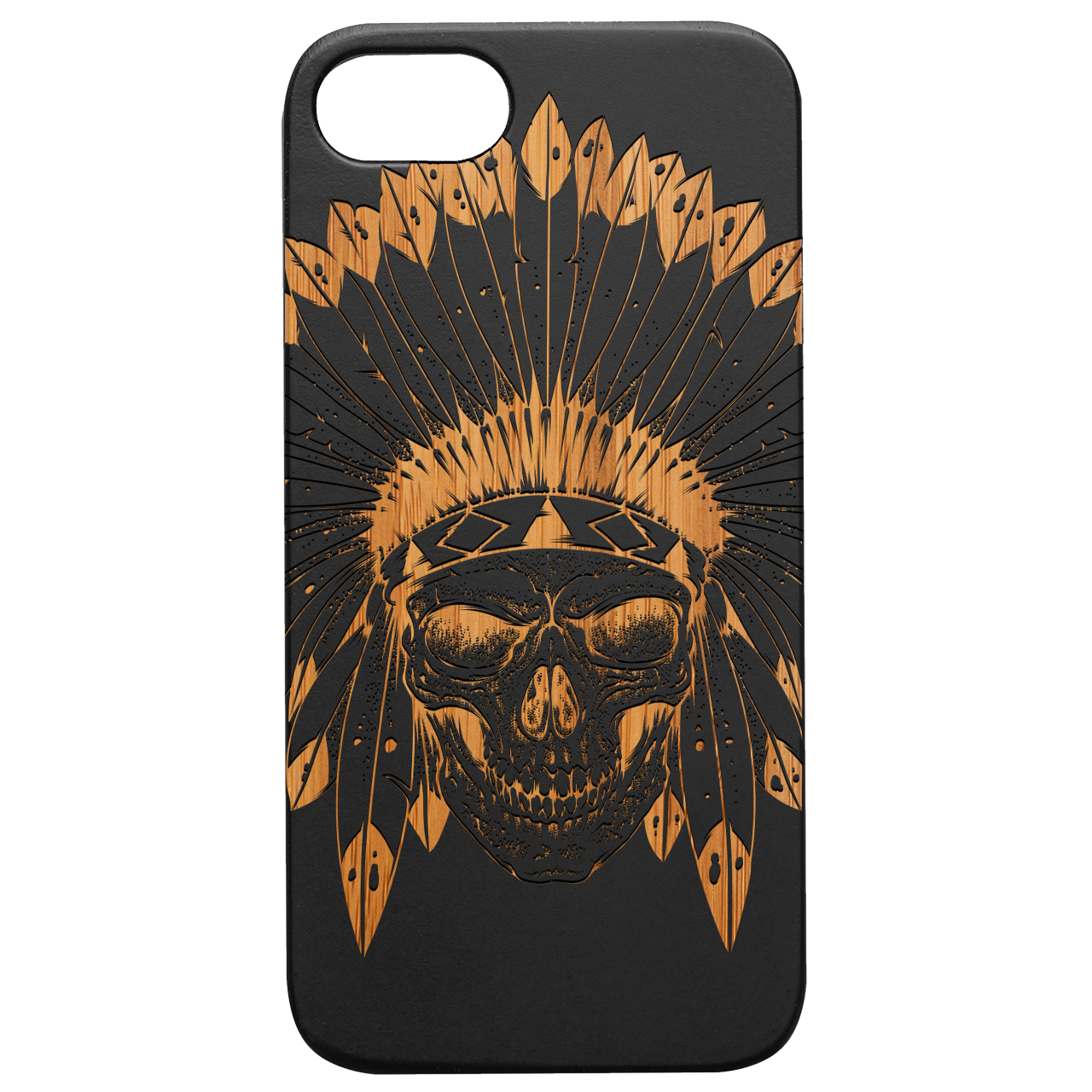 Indian Skull 2 - Engraved Wood Phone Case