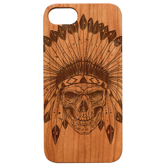 Indian Skull 2 - Engraved Wood Phone Case