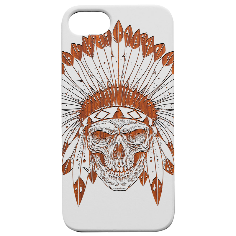 Indian Skull 2 - Engraved Wood Phone Case