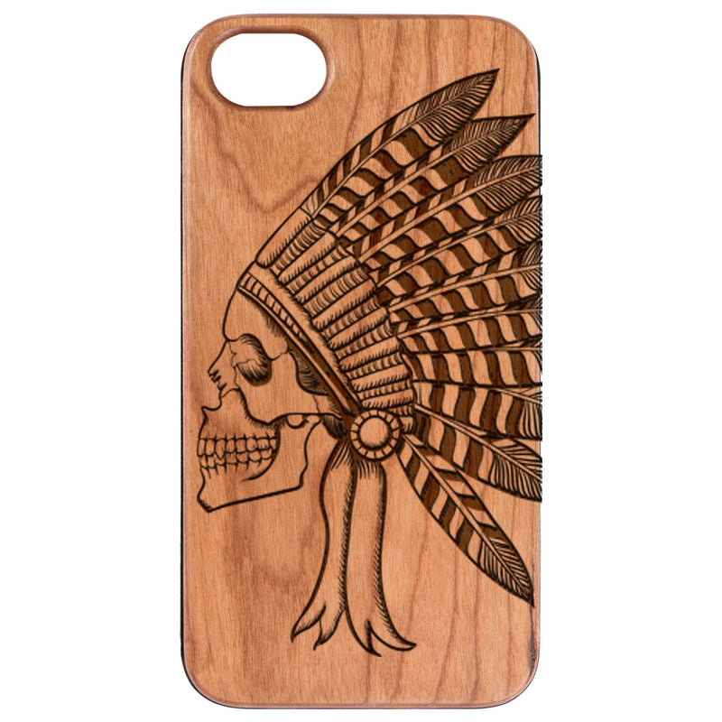 Indian Skull 1 - Engraved Wood Phone Case