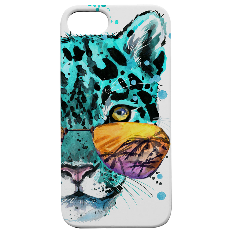 Leopard with Sunglasses - UV Color Printed Wood Phone Case