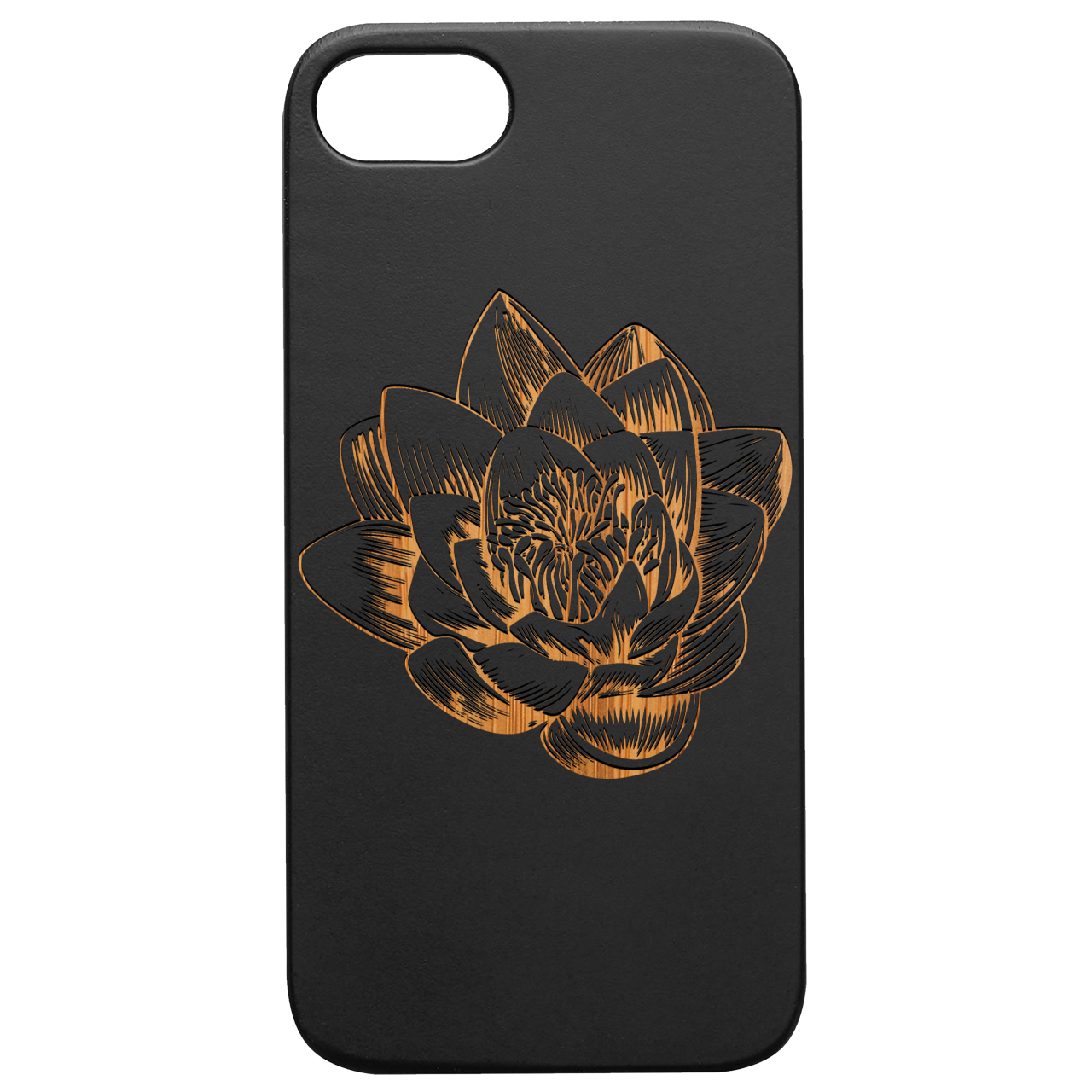 Lotus Flower - Engraved Wood Phone Case