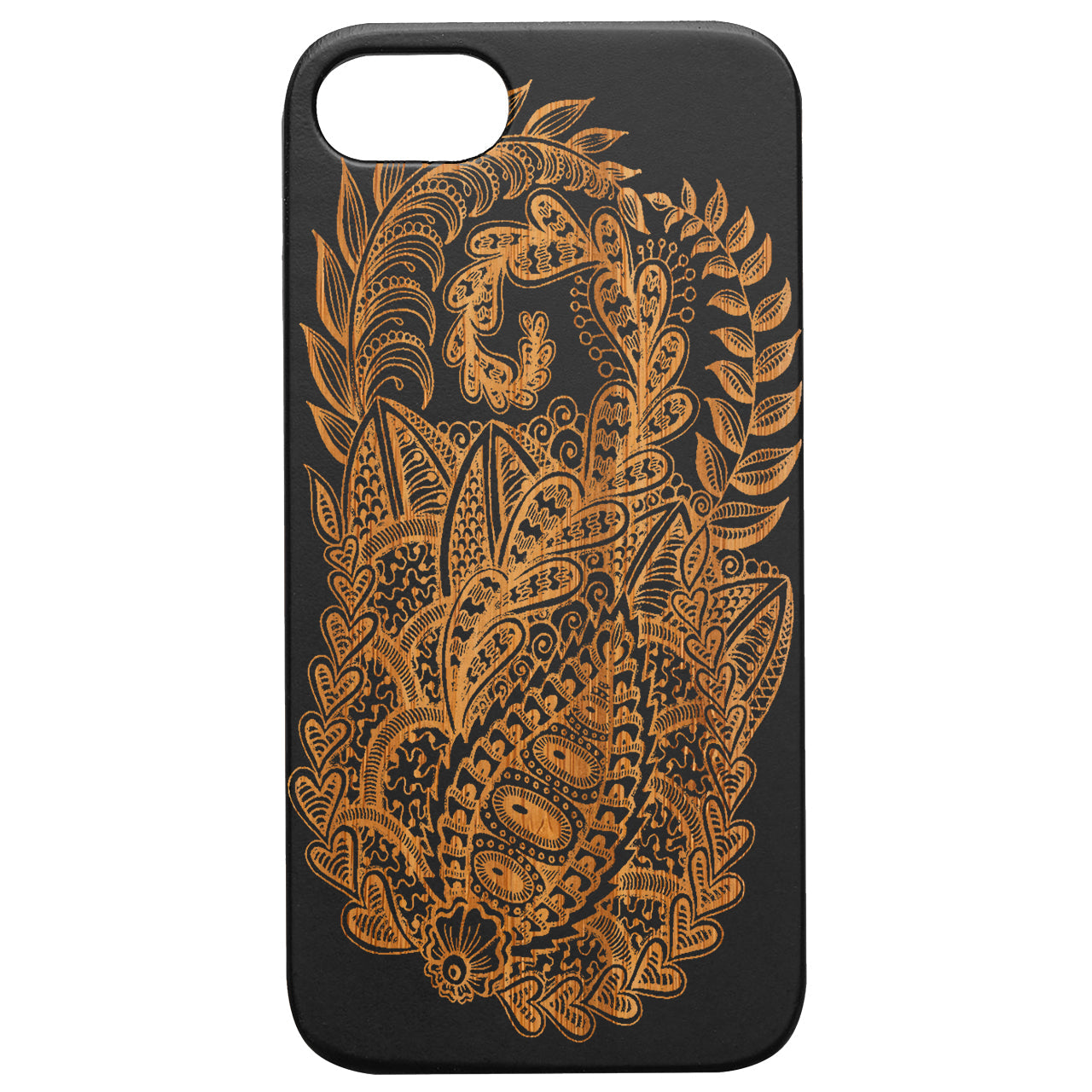 Mandala Leaves - Engraved Wood Phone Case
