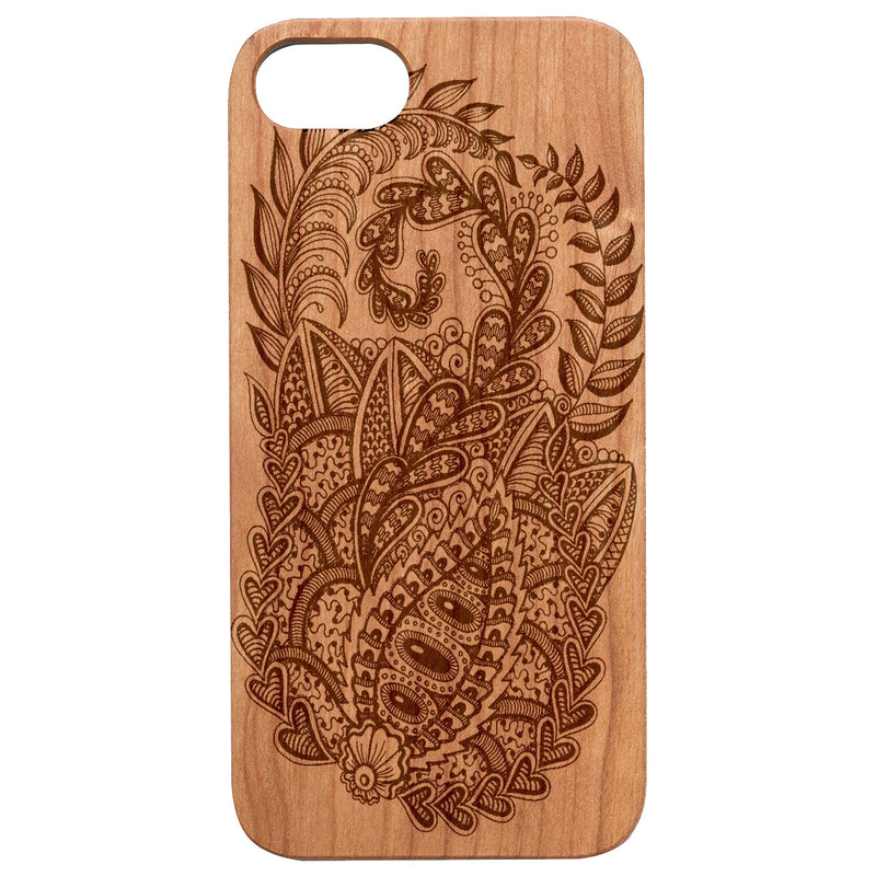 Mandala Leaves - Engraved Wood Phone Case