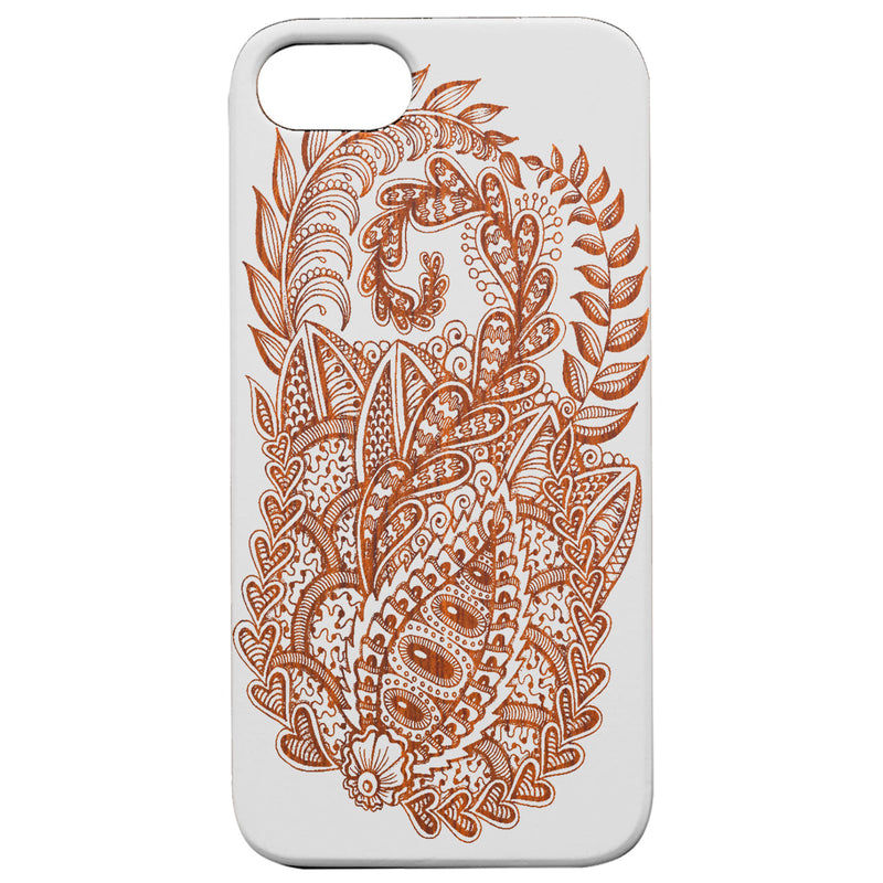 Mandala Leaves - Engraved Wood Phone Case