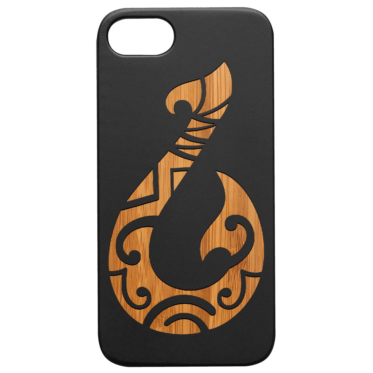 Maori Hook - Engraved Wood Phone Case