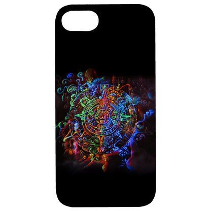 Mayan Calendar Neon - UV Color Printed Wood Phone Case